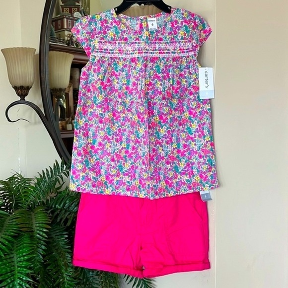 Brand New Carter’s 2-Piece Set Floral Peasant Top & Tailored Pink Shorts - Picture 16 of 16